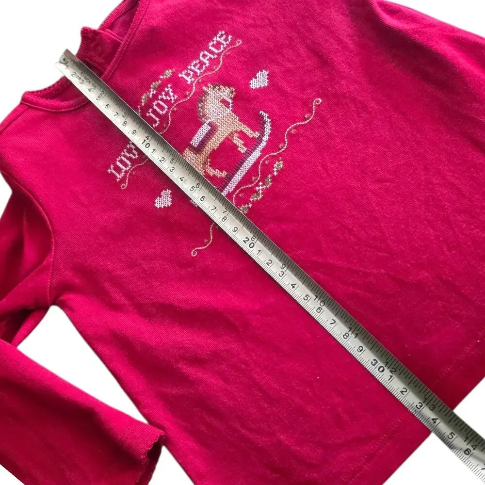 VTG Gymboree Love Joy Peace Long Sleeve Cross Stitch Tee Shirt SZ 18-24 Months